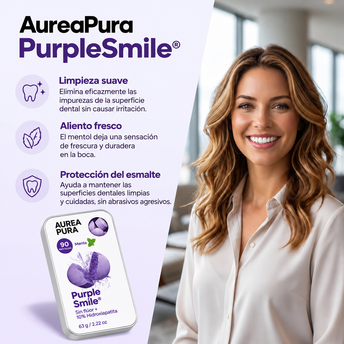 AureaPura PurpleSmile® | Pastillas Dentífricas Moradas