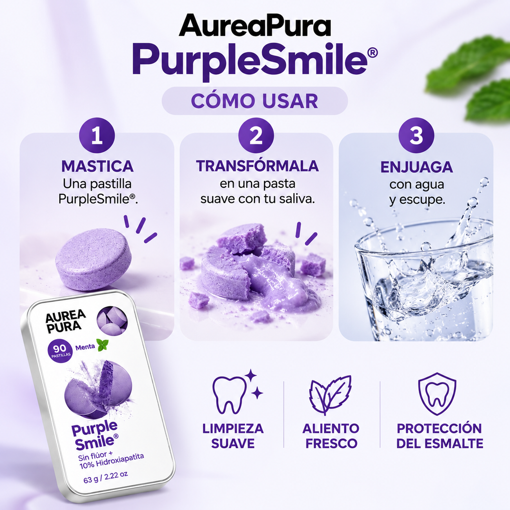 AureaPura PurpleSmile® | Pastillas Dentífricas Moradas