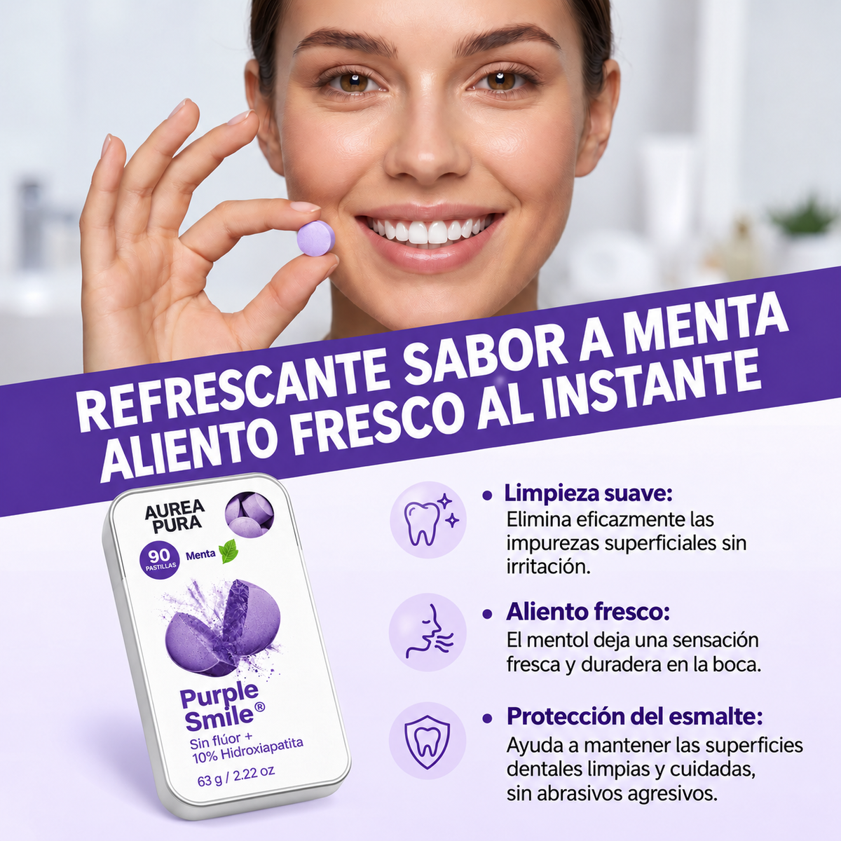 AureaPura PurpleSmile® | Pastillas Dentífricas Moradas